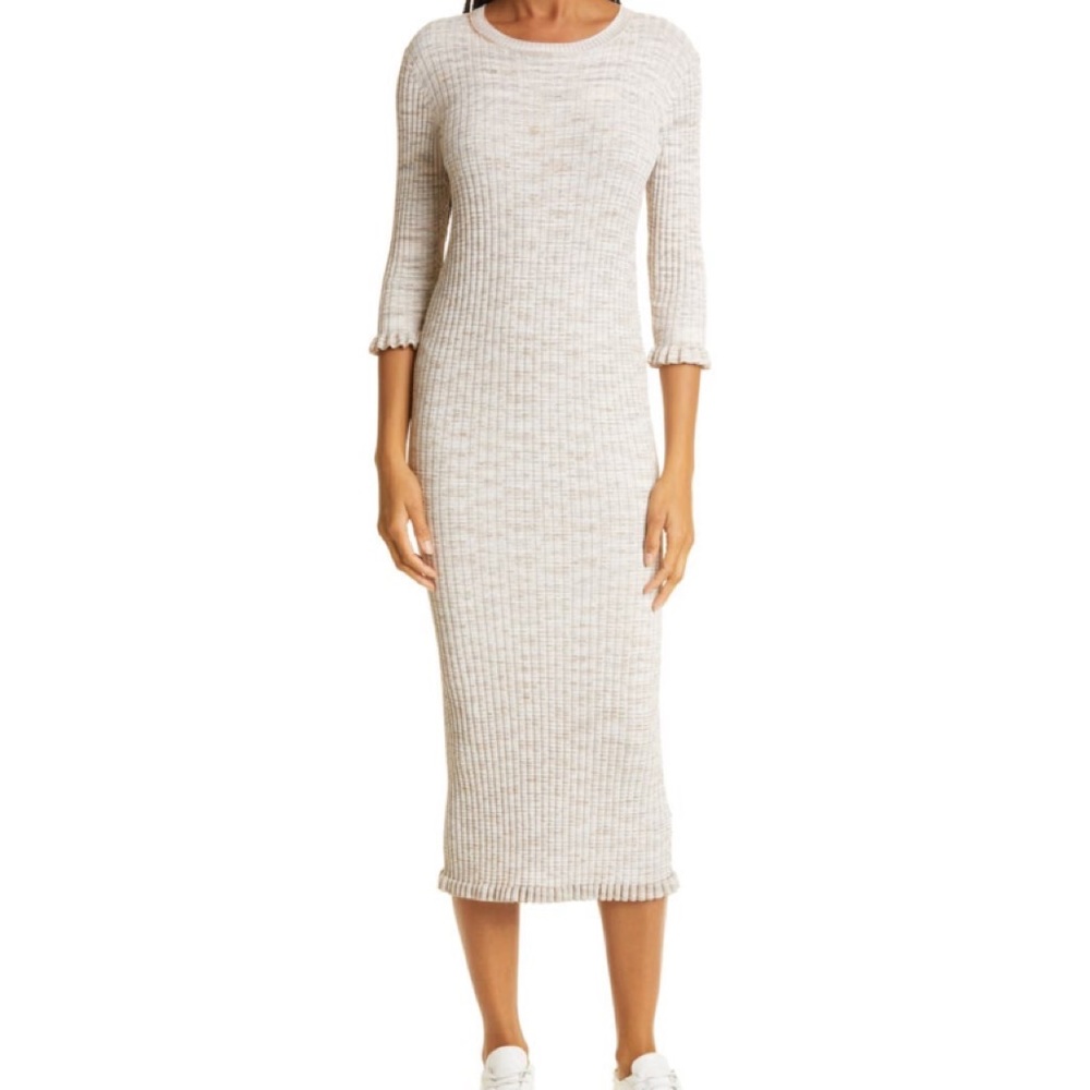 Veronica Beard Richie Rib Three Quarter Sleeve Dress